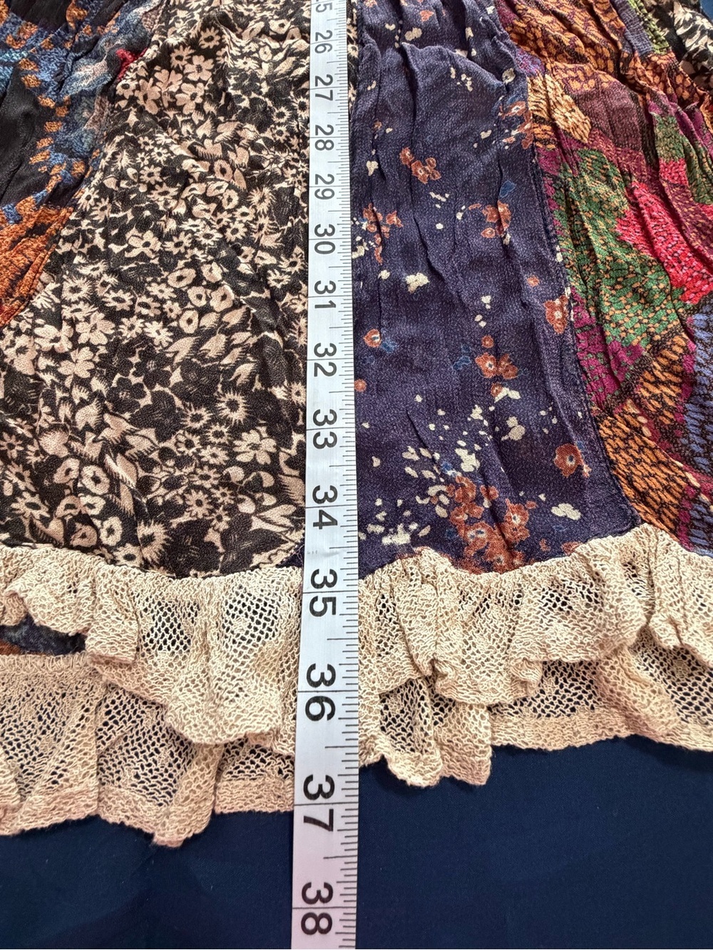NWT- Boho Patchwork Lace-Tier Wide Leg Pants in Multicolor Young Threads - Picture 8 of 16